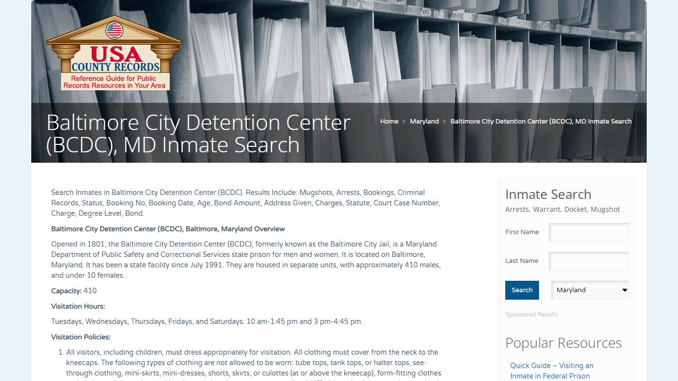 Baltimore City Detention Center (BCDC), MD Inmate Search ...